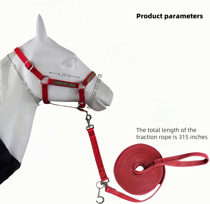 LUCKIEST MAP 2PCS Adjustable Horse Halter&Horse Training Lunge LINE Double-Buckle Anti-Entanglement Soft BUT Firm Used for Equestrian Training and Training - Image 2